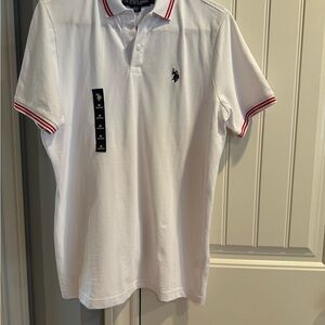 U.S. Polo Assn. Classic White Polo with Red Trim